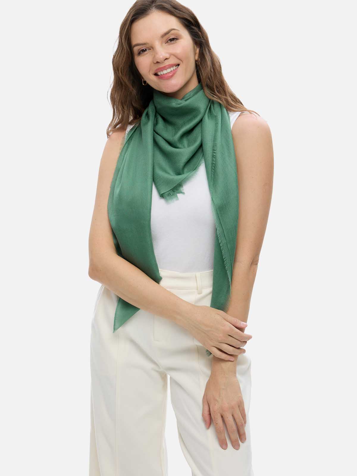 Square - Featherlight Solid Cashmere Scarf - Sage
