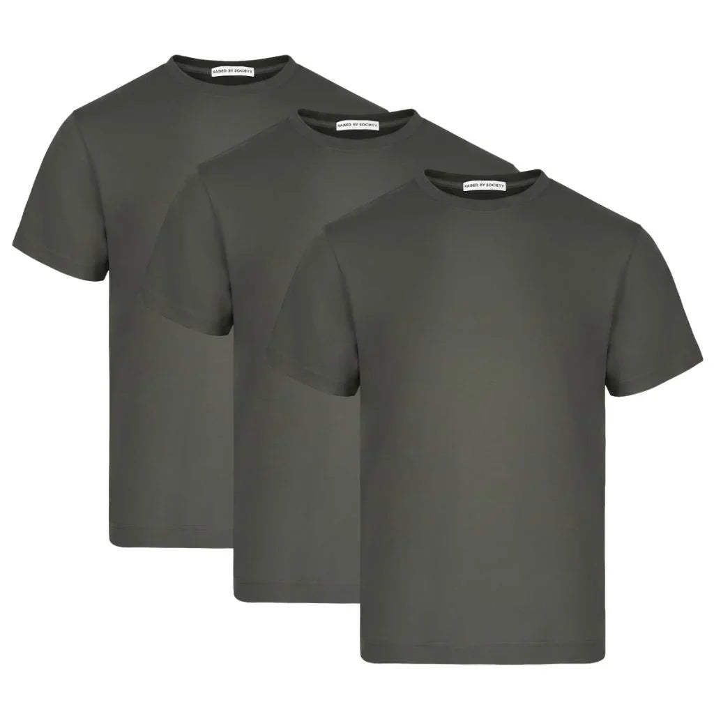 MILITARY GREEN LOOPWHEELED T-SHIRT 3-PACK